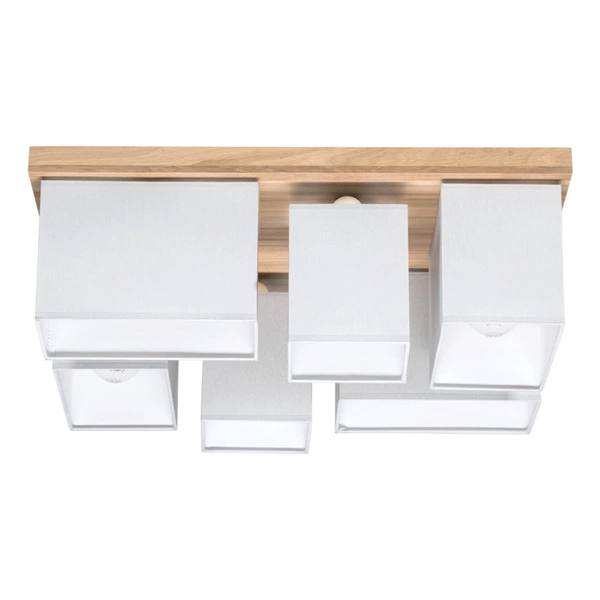 Paloma Ceiling Lamp 6xE27 Max.25W Oiled Oak/Gray Fabric Shade 2453674