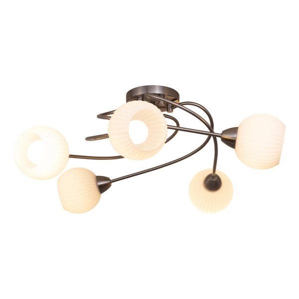 Pavia Ceiling Lamp 5xE27 Max.60W Satin Metal/White Glass 8270527