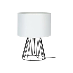 Lampa stołowa Swan 1xE27 maks. 40W Czarny metal/czarny kabel PVC/biały klosz z tkaniny 89229104