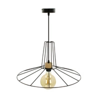 Ferro Pendant Lamp 1xE27 Max.60W Oiled Oak/Black Metal/Black PVC Cable 101021231018