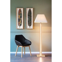 Quad Floor Lamp 1xE27 Max.60W 2xLED 24V Integrated 3350lm 3000K 36W Oiled Oak/Anthracite Fabric Cable/White Fabric Shade 6451174