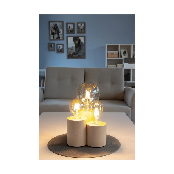 Vincent Round Table Lamp 3xE27 Max.15W Birch Wood/Black Fabric Cable 2266360