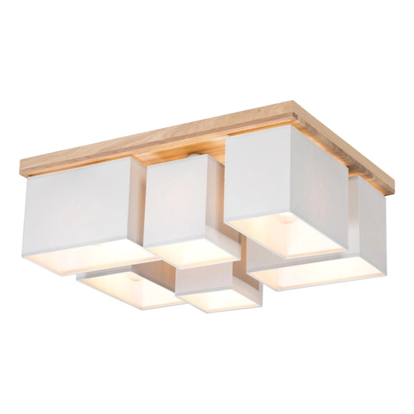 Paloma Ceiling Lamp 6xE27 Max.25W Oiled Oak/Gray Fabric Shade 2453674