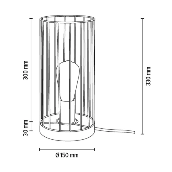 Timeo Table Lamp 1xE27 Max.25W Oiled Oak/Black Metal/Black PVC Cable 796049174