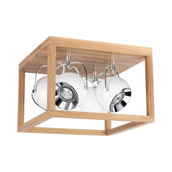 Roy Ceiling Lamp Incl.4xLED GU10 5W Oiled Oak/White Metal 5222474