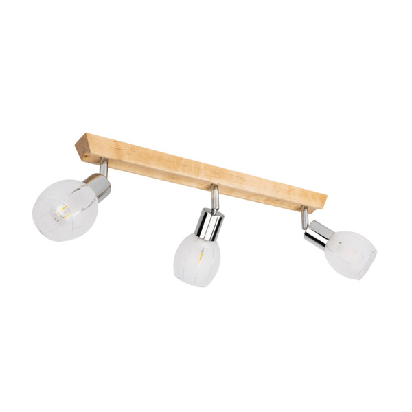 Tessa Ceiling Lamp 3xE14 Birch Wood/Satin Metal/White-Transparent Glass