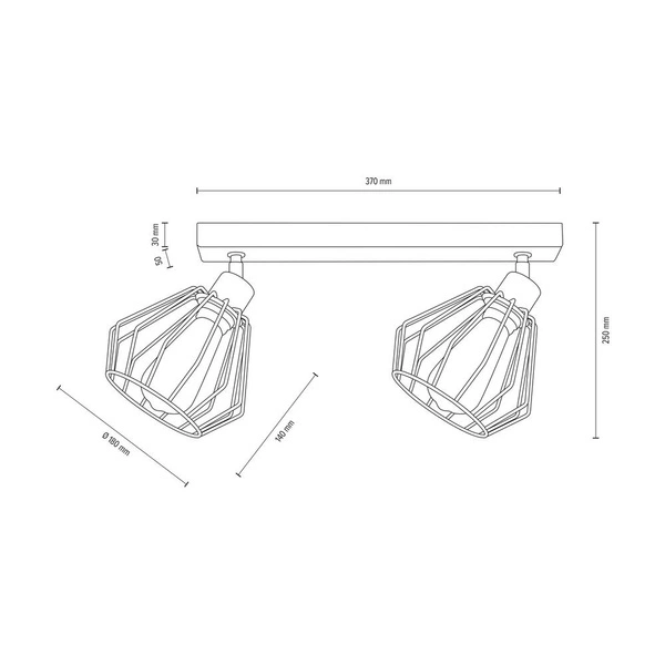 Vento Ceiling Lamp 2xE27 Max.60W Oiled Oak/Black Metal 63804274