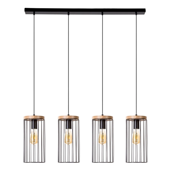 Timeo Pendant Lamp 4xE27 Max.60W Black/Oiled Oak/Black