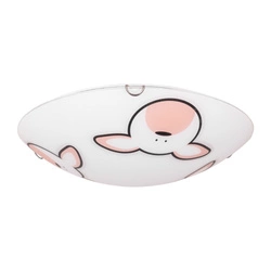 Rubby Ceiling Lamp 2xE27 Max.60W Chrome Metal/White Glass with Rabbit Pattern 4574002