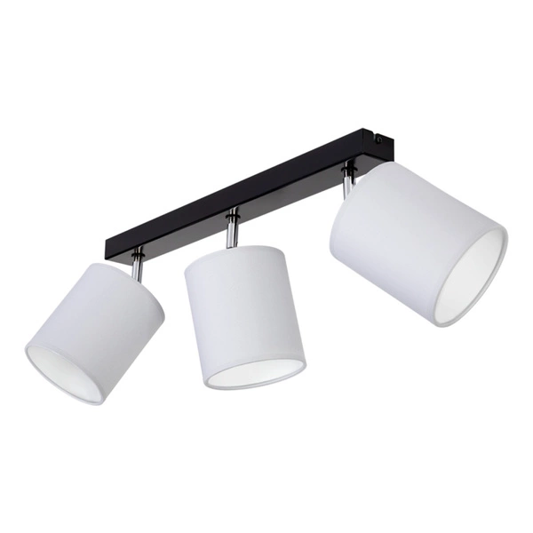 Aprillia Ceiling Lamp 3xE27 Max.25W Black Metal/Chrome Metal/White Fabric Shade 56745304