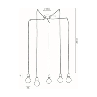 Porcia Pendant Lamp 5xE27 Max.60W White Metal/White Ceramics/Anthracite Fabric Cable 3181502