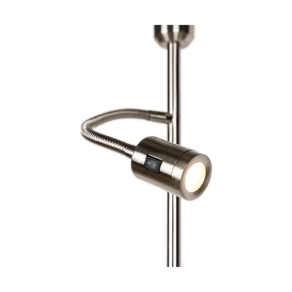 Eros Floor Lamp 1xE27 Max.60W 1xLED Integrated 160lm 3000K 3W Satin Metal/White Fabric Shade/Transparent PVC Cable 1232127