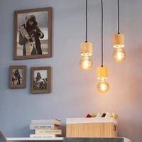 Lampa Wisząca Pino 3xE27 Max.60W Naturalna Sosna/Czarny Metal/Czarny Kabel PCV 7161350