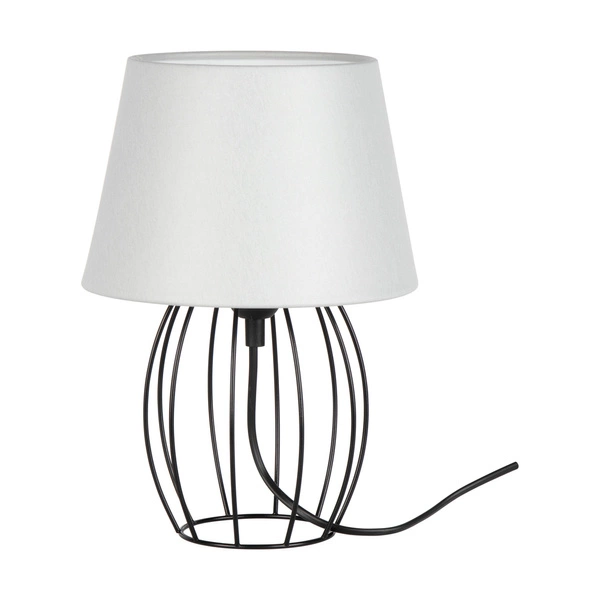 Merano Table Lamp 1xE27 Max.25W Black Metal/Black PVC Cable/Gray Fabric Shade 7565104