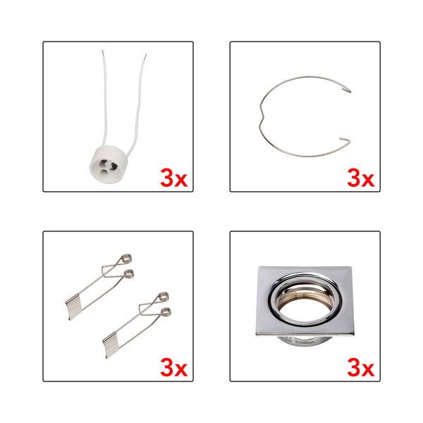 Cristaldream Set of Downlights 3xGU10 Max.50W Chrome Metal 23050328