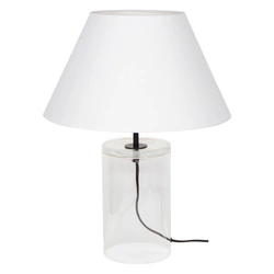 Dove Table Lamp 1xE27 Max.40W Transparent Glass/Black Fabric Cable/White Fabric Shade