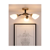 Viletta Wood Ceiling Lamp 3xE27 Max.60W Oiled Oak/Black Metal/White Glass 8142374