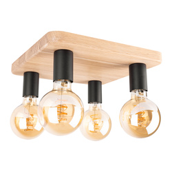 Tamea Ceiling Lamp 4xE27 Max.60W Oiled Oak/Black Metal