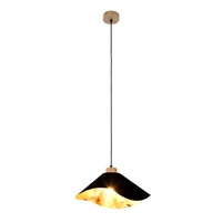 Hattu Floral Pendant Lamp 1xE27 Max.40W Oiled Oak/Black Fabric Cable/Black Fabric and Multicolor Silk Shade 1614819174