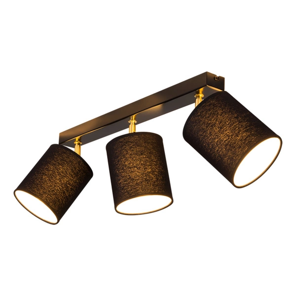 Aprillia Lampa Sufitowa 3xE27 Max.25W Czarny Metal/Złoty Metal/Czarny Klosz Tkaniny 56346304