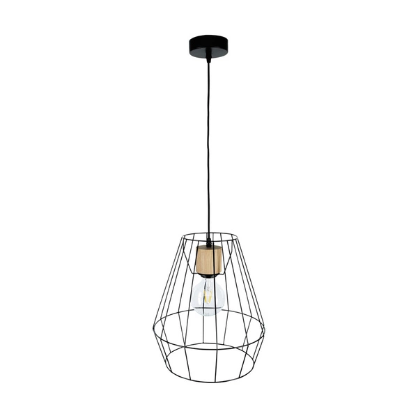 Endorfina Pendant Lamp 1xE27 Max.60W Oiled Oak/Black Metal/Black Fabric Cable