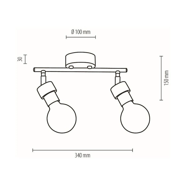 Marjolaine Ceiling Lamp 2xE27 Max.25W Oiled Oak/Black Metal 2831204