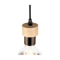 Clarte Wood Pendant Lamp 1xE27 Max.60W Oiled Oak/Black Metal/Black Fabric Cable 3274174