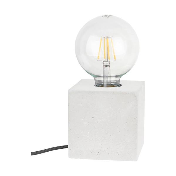 Strong Square Table Lamp 1xE27 Max.25W White Concrete/Black PVC Cable 6170937
