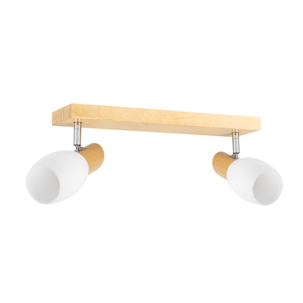 Birgit Ceiling Lamp 2xE14 Max.40W Birch Wood/White Glass