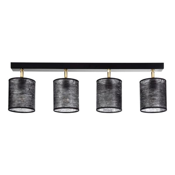 Lampa Sufitowa Nevoa 4xE27 Max.25W Czarny Metal/Złoty Metal/Czarny Klosz Tkaniny 56392404