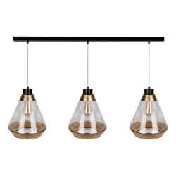 Mistral Pendant Lamp 3xE27 Max.60W Black Metal/Transparent PVC Cable/Gold-Transparent Glass 15820304