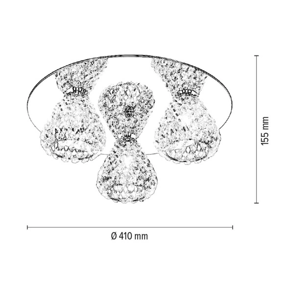 Vegas Ceiling Lamp 3xG9 Max.33W Chrome Metal/Transparent Crystal HK17517S15