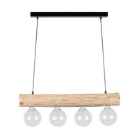 Trabo Simple Pendant Lamp 4xE27 Max.60W Natural Pine/Black Metal/Black PVC Cable 69860404