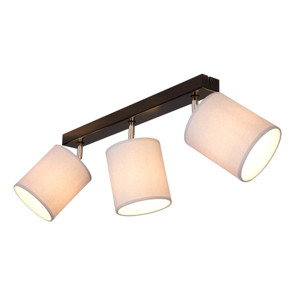 Aprillia Lampa Sufitowa 3xE27 Max.25W Czarny Metal/Chromowany Metal/Biały Klosz Tkaniny 56745304