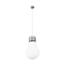 Bulb Pendant Lamp 1xE27 Max.60W Chrome Metal/Transparent PVC Cable/White Glass 2820102