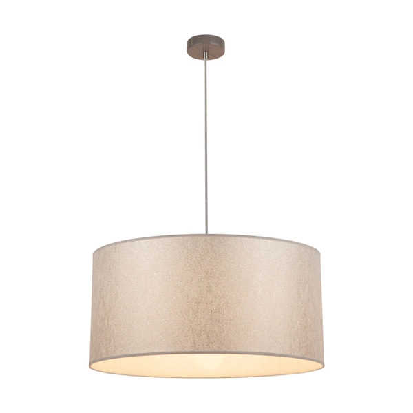 Lampa Wisząca Prata 1xE27 Max.60W Szary Metal/Przezroczysty Kabel PCV/Srebrny Klosz Tkaniny 957280227