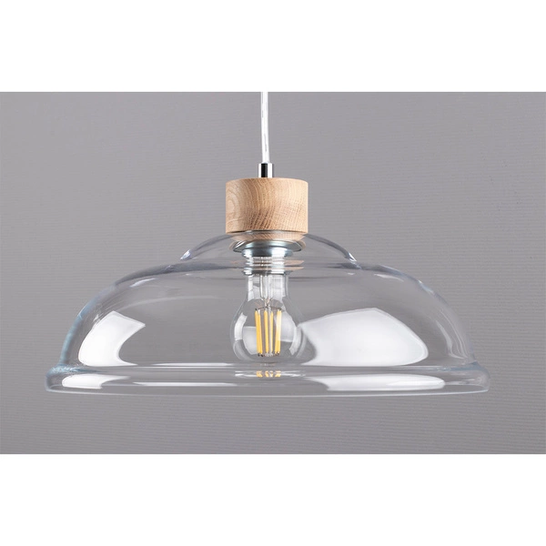 Molde Pendant Lamp 1xE27 Max.60W Oiled Oak/Transparent PVC Cable/Transparent Glass 9882074