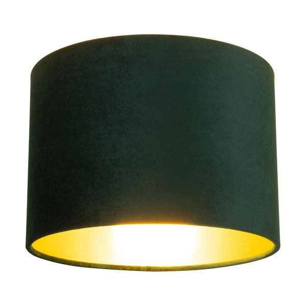 Abażur Cylinder E27 H40 Zielony Aksamit ze Złotą Folią A1392
