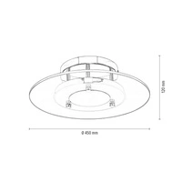 Minnesota Ceiling Lamp 1xLED Integrated 1600lm 3000K 22W Chrome Metal/White-Transparent Glass 9240128