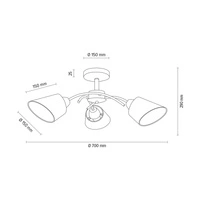 Mette Ceiling Lamp 3xE27 Max.40W Chrome Metal/White Fabric Shade 8341328