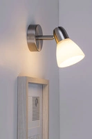 Alga Wall Lamp 1xE14 Max.40W Satin Metal/White Glass 3870127