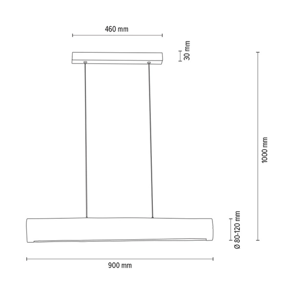 Lampa Wisząca Lucas 1xLED Samsung 24V Zintegrowana 2380lm 3000K 25,5W Bejcowana Sosna Szara/Czarny Metal/Przezroczysty Kabel PCV ze ściemniaczem dotykowym 69470104