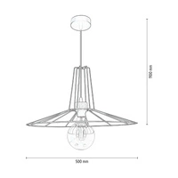 Ferro Pendant Lamp 1xE27 Max.60W Oiled Oak/Black Metal/Black PVC Cable 1010421231020