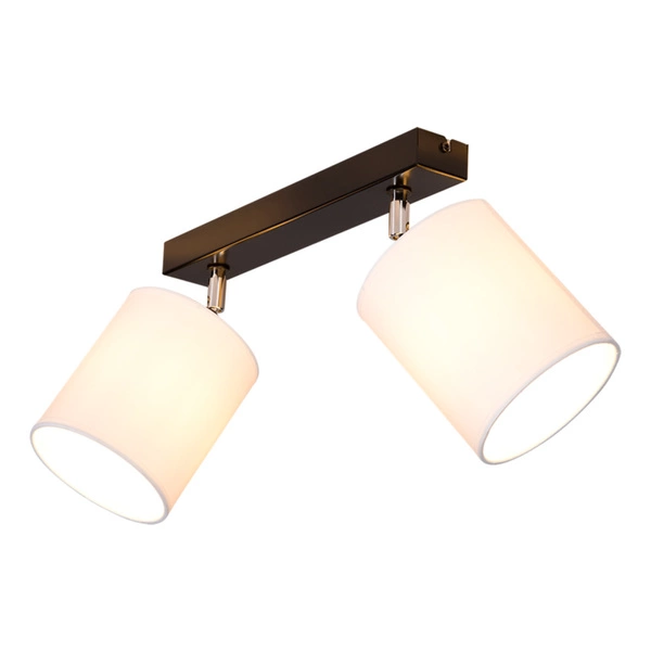 Aprillia Ceiling Lamp 2xE27 Max.25W Black Metal/Chrome Metal/White Fabric Shade 56744204