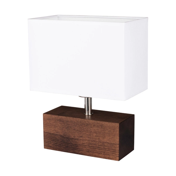 Theo Table Lamp 1xE27 Max.25W Walnut Beech Wood/Black PVC Cable/White Fabric Shade 7462176