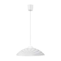 Lampa wisząca Sydney 1xE27 maks. 60W biały materiał syntetyczny/biały kabel PVC/białe szkło