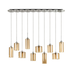 Eurybia Pendant Lamp Incl. 10xG9 Max.28W Chrome Metal/Champagne Glass/Transparent PVC Cable