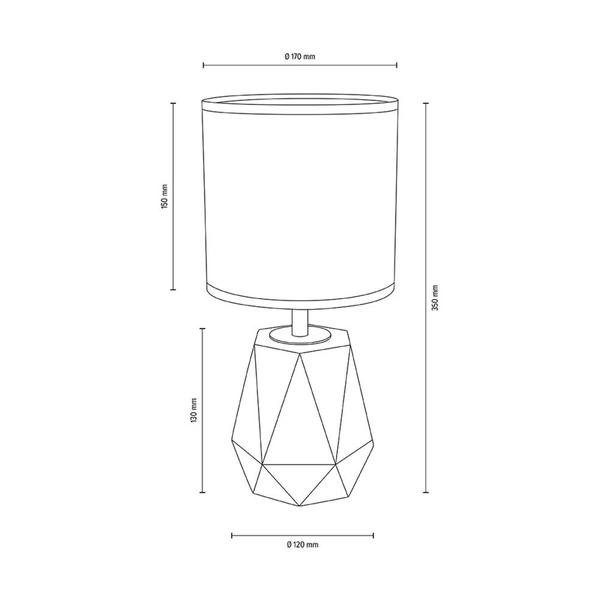 Diamant Table Lamp 1xE27 Max.25W Gray Concrete/Black PVC Cable/White Fabric Shade 791942136