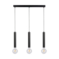 Barrel Pendant Lamp 3xE27 Max.60W Black Metal/Black PVC Cable