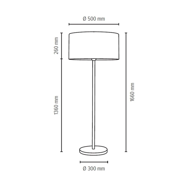 Velvetta Floor Lamp 1xE27 Max.60W Satin Metal/Transparent PVC Cable/Cream Velvet Shade 6636027